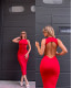 Μίντι φόρεμα αμάνικο με ανοιχτή πλάτη|Κόκκινο