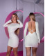Μίνι φόρεμα με ανοιχτή πλάτη,μεταλλική λεπτομέρεια καρδούλα και σούρα|Λευκό