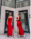 Μάξι φόρεμα ριμπ εξώπλατο με σκίσιμο|Κόκκινο