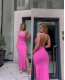 Μάξι φόρεμα ριμπ εξώπλατο με σκίσιμο|Ροζ