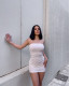 Μίνι φόρεμα ριμπ strapless με σούρα|Λευκό