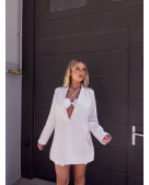 Σακάκι blazer oversized σταυρωτό με κούμπωμα |Λευκό