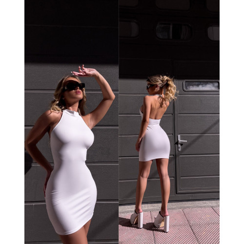Μίνι φόρεμα halter με ανοιχτή πλάτη |Λευκό