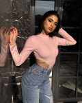 Bodysuit long sleeve with cut out and open back| Pink