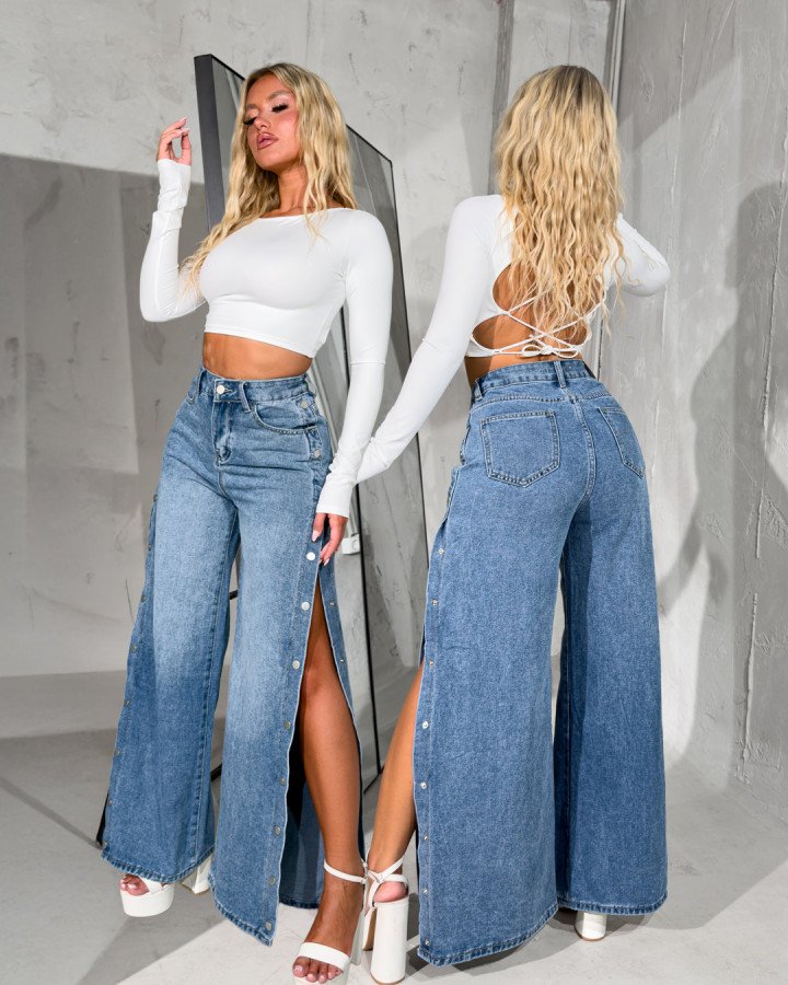 Denim wide-leg