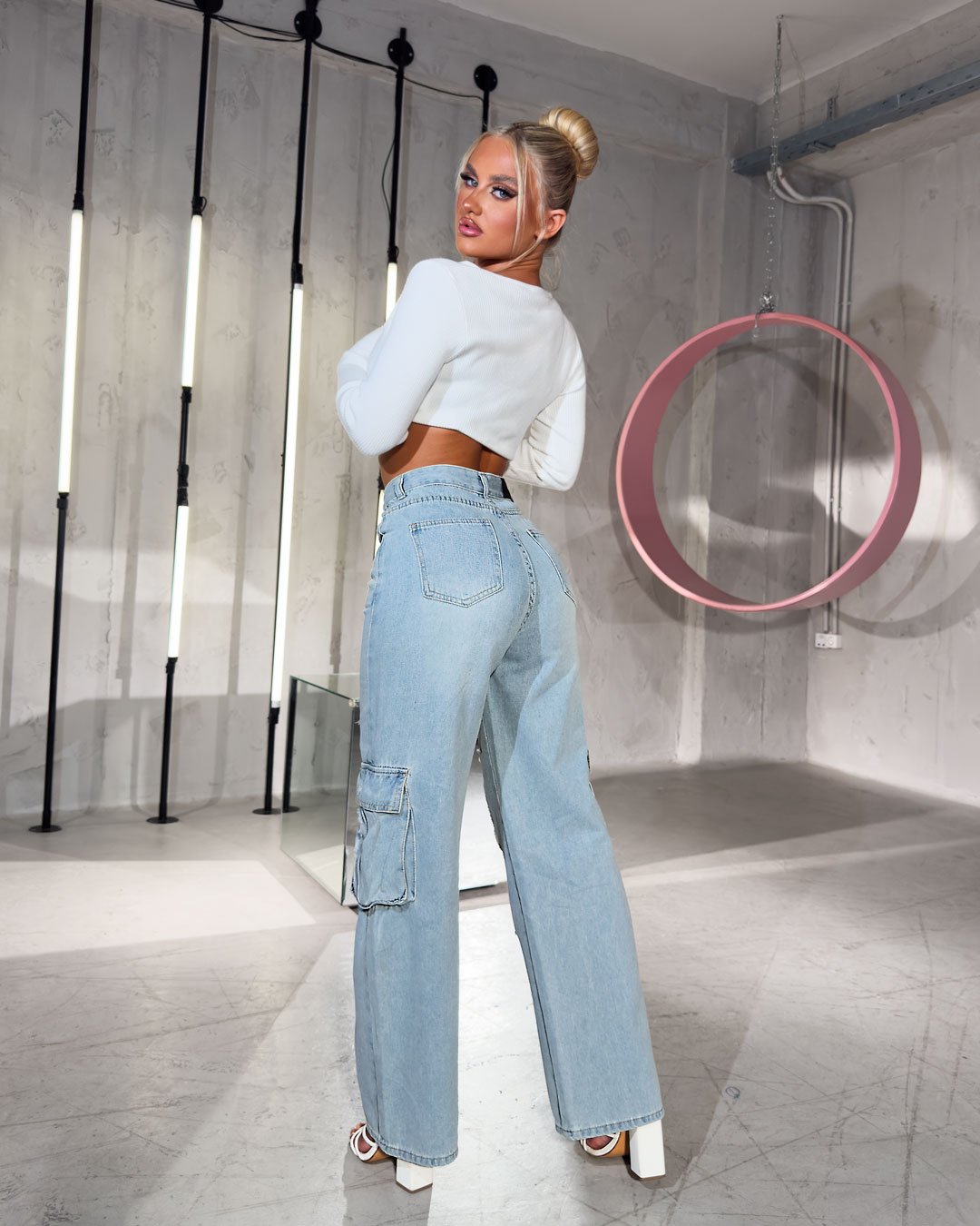 Denim cargo ripped |Blue