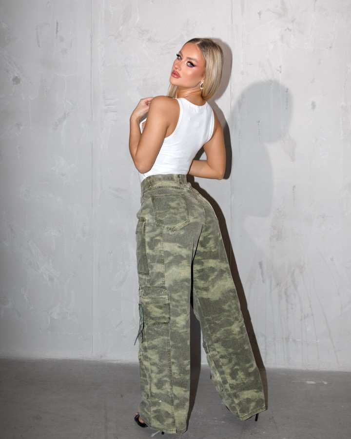 Denim cargo-high