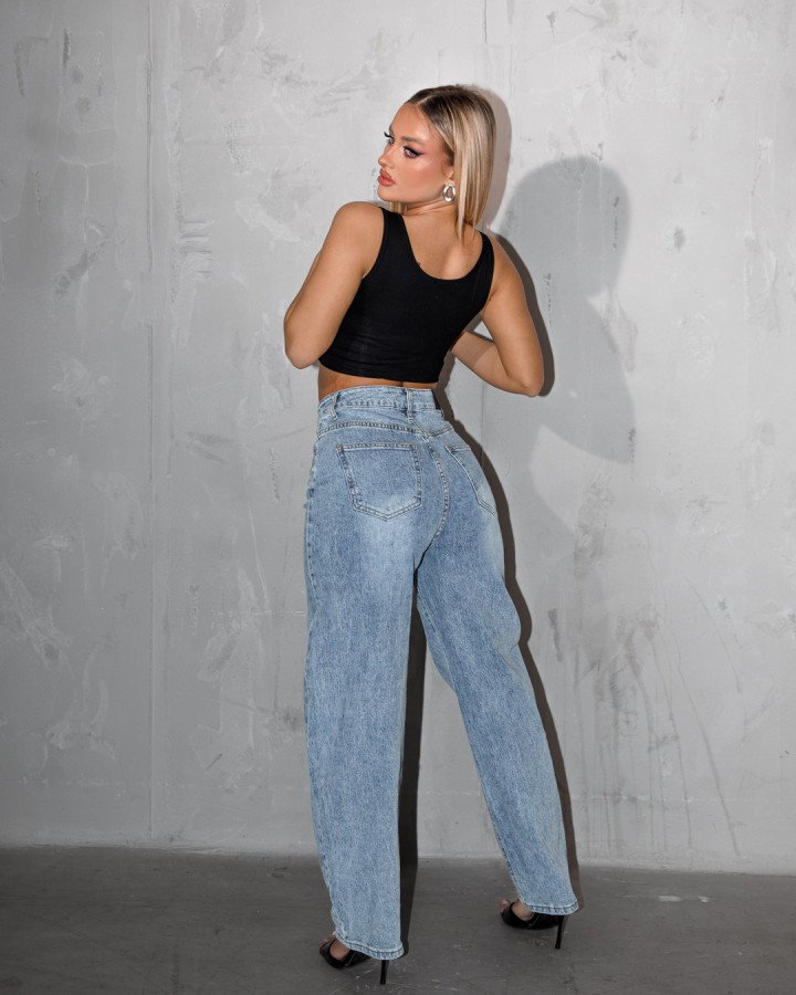 High-waisted denim