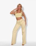 High-waisted straight fit denim |Yellow