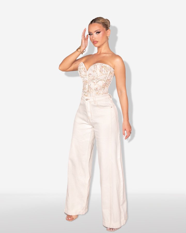 High-waisted wide-leg