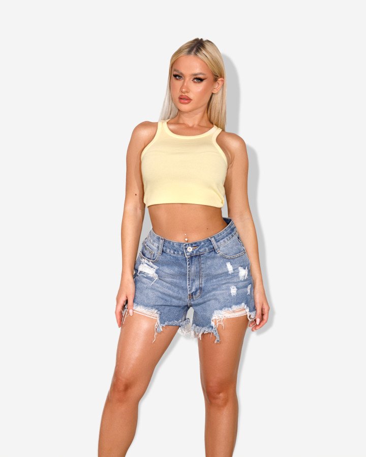 High-waisted distressed