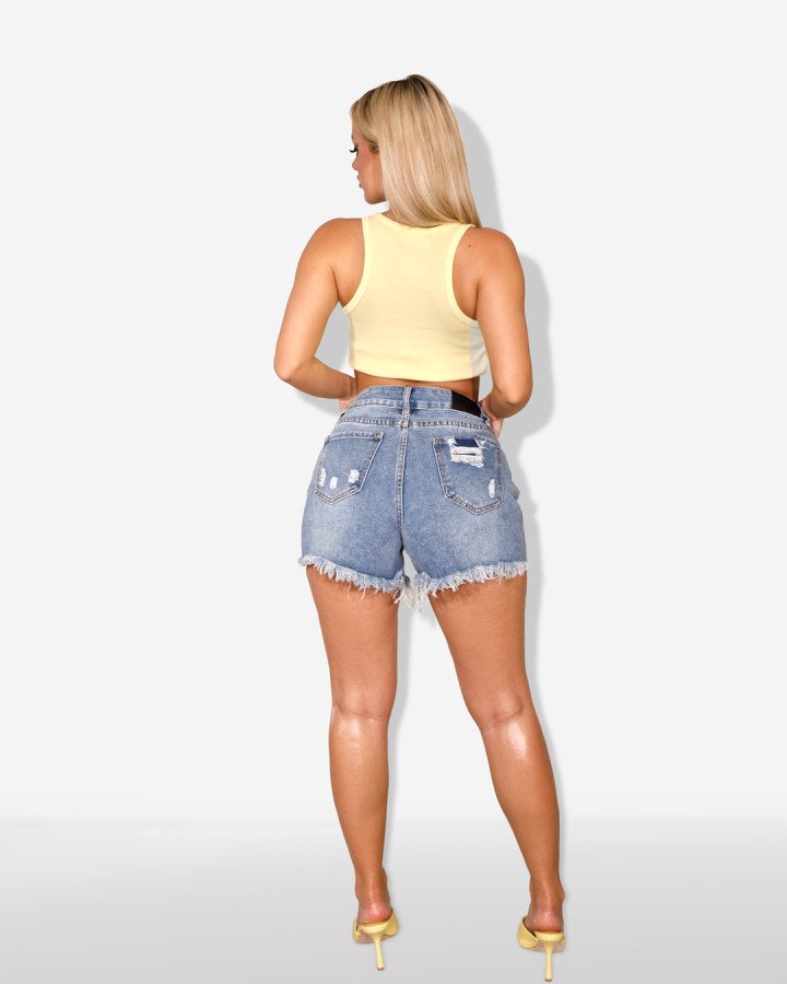High-waisted distressed