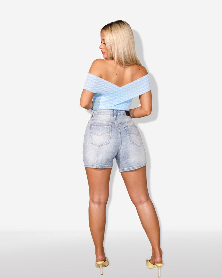 High-waisted denim