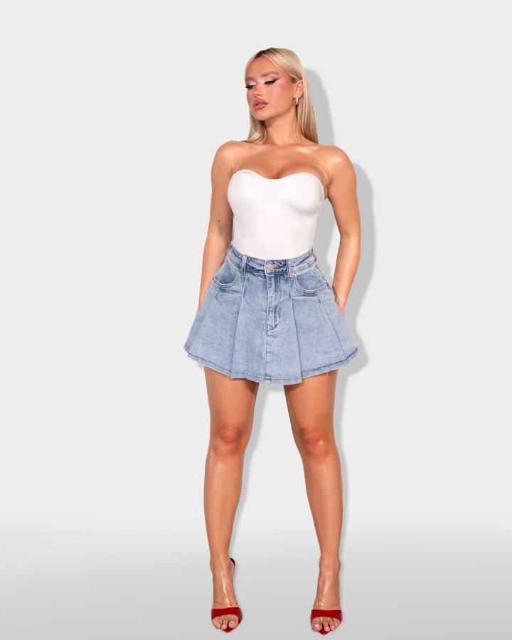 High-waisted denim