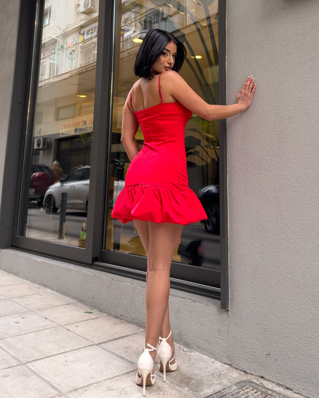 Mini dress Strapless balloon|Red Mini dress Strapless balloon|Red