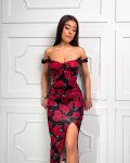 Maxi φόρεμα με βολάν τιράντα και σκίσιμο| Floral Μαύρο Maxi φόρεμα με βολάν τιράντα και σκίσιμο| Floral Μαύρο