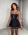 Mini strapless φόρεμα Α γραμμή|Μαύρο/Λευκό