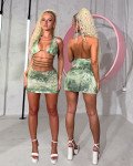 Mini φόρεμα print halter με cut out|Πράσινο Mini φόρεμα print halter με cut out|Πράσινο