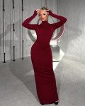 Backless maxi dress with  Side Slit| Bordeaux