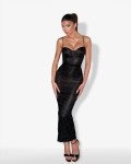 Maxi dress lace corset with cups and back slit |Black