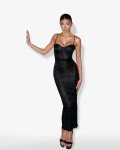 Maxi dress lace corset with cups and back slit |Black