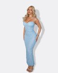 Maxi dress lace corset with cups and back slit |Light Blue