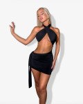 Mini dress multi-shape with cut out and open back | Black