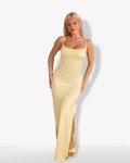 Maxi-dress with cups, open back and adjustable straps | Yellow