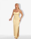 Maxi-dress with cups, open back and adjustable straps | Yellow