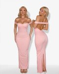 Maxi-dress strapless with off-shoulder design and open back |Pink