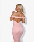 Maxi-dress strapless with off-shoulder design and open back |Pink