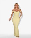 Maxi-dress strapless with off-shoulder design and open back |Yellow