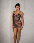 Mini-dress corset with lace-up back| Print Fuchia
