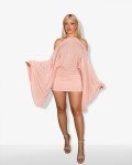 Mini-dress with batwing sleeves and open-back detail |Pink