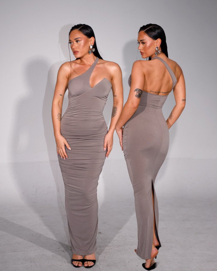 Maxi ruched-dress
