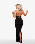 Maxi-dress halter backless and lace up | Black
