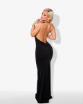 Maxi multi-shape backless dress with adjustable drape and back ruffle |Black