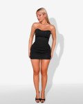 Mini ruched dress-strapless | Black