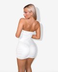 Mini ruched dress-strapless | White