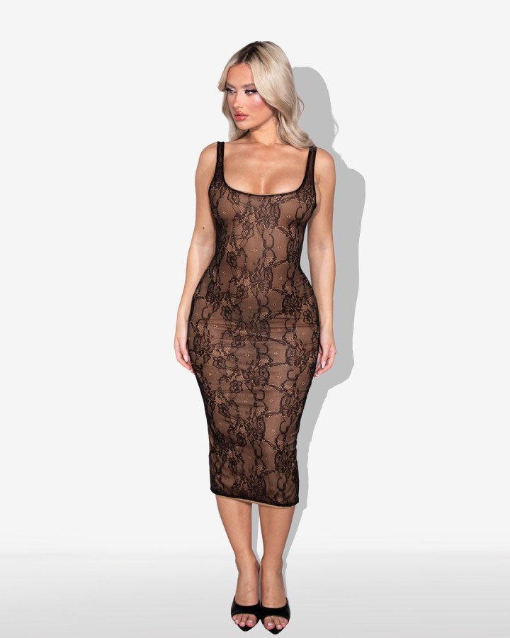 Lace midi-dress