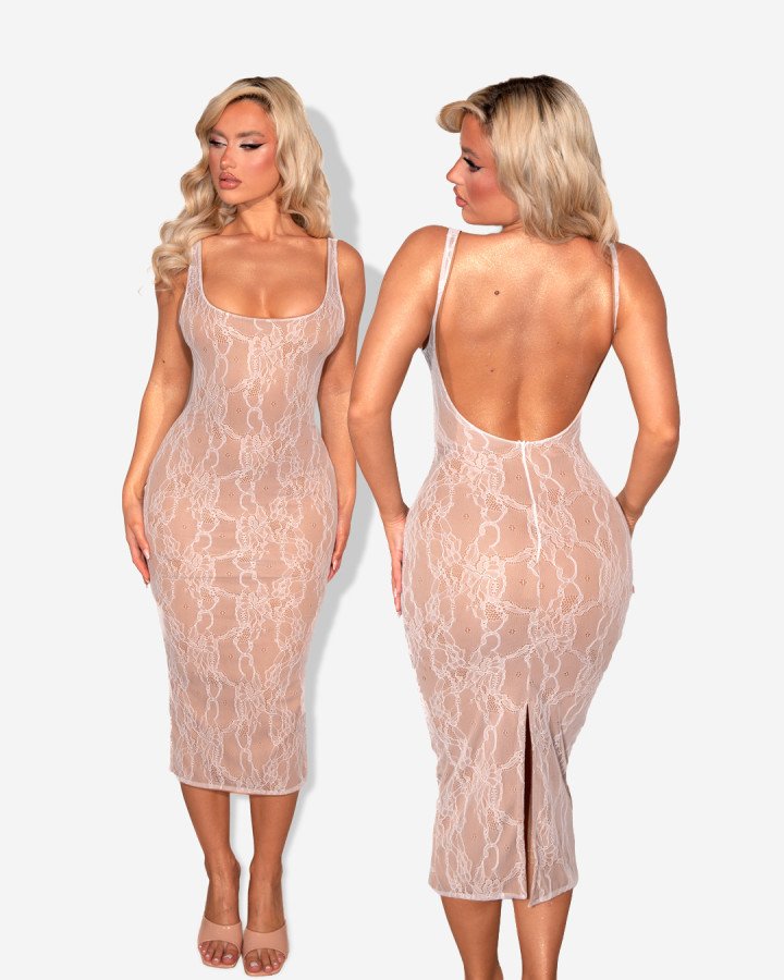 Lace midi-dress