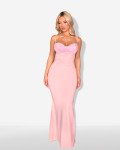 Maxi dress with lace bodice and strappy back detail |Pink