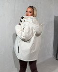 Windproof jacket with zipper and hood  |White