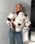Faux fur with zipper |Brown-White