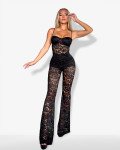 Lace flared jumpsuit with cups|Black