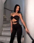 Ολόσωμη φόρμα strapless cut out με cups| Μαύρο Ολόσωμη φόρμα strapless cut out με cups| Μαύρο