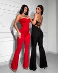 Ολόσωμη φόρμα strapless με lace up στην πλάτη|Κόκκινο Ολόσωμη φόρμα strapless με lace up στην πλάτη|Κόκκινο