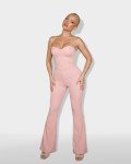 Strapless jumpsuit with lace up back| Pink