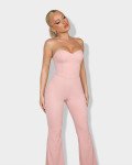 Strapless jumpsuit with lace up back| Pink