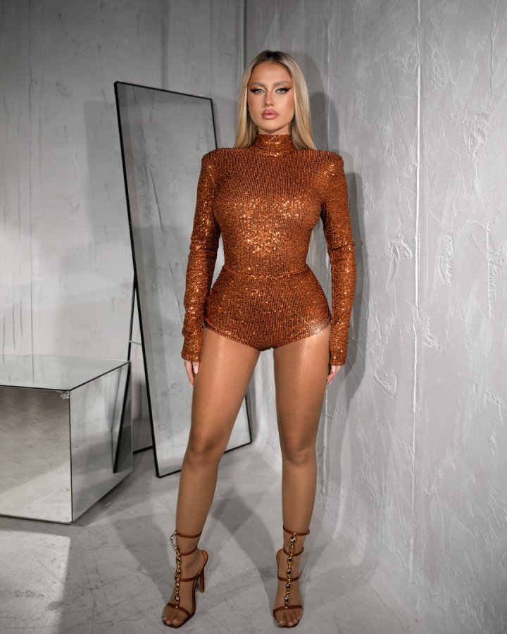 Sequin playsuit-backless